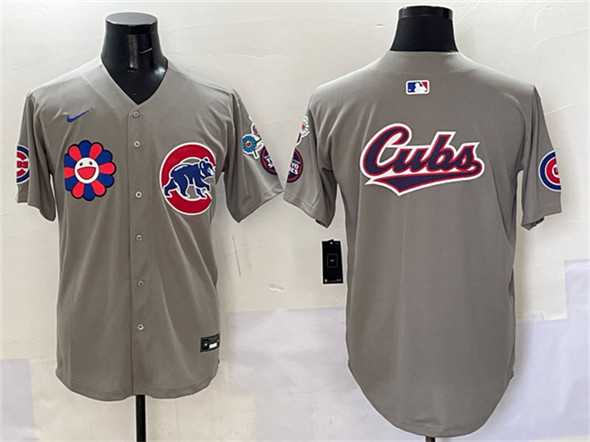 Men%27s Chicago Cubs Team Big Logo Gray 2025 Tokyo Series Limited Stitched Jersey